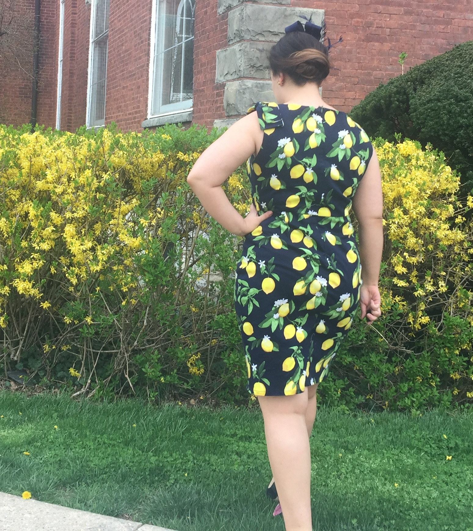 Back of Lemon Print Dress